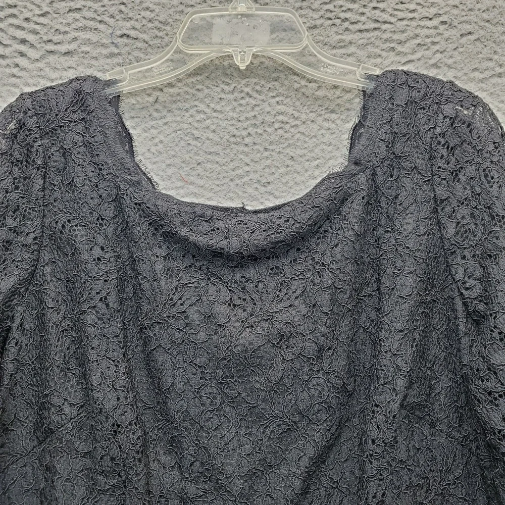 Adrianna Papell Sheath Dress Women 14W Black Crochet Lace Overlay Lined Back Zip